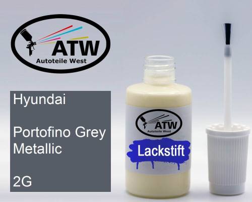 Hyundai, Portofino Grey Metallic, 2G: 20ml Lackstift, von ATW Autoteile West.